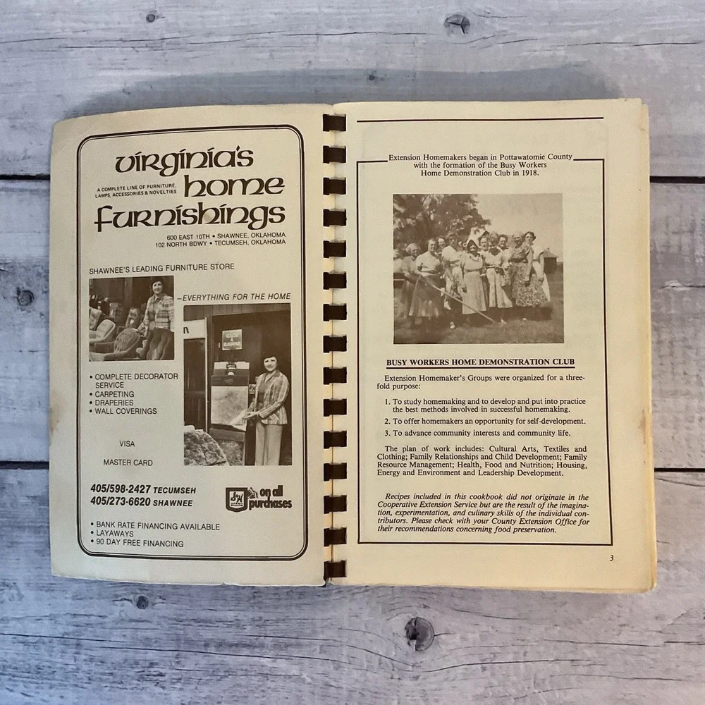 Pottawatomie‎ County Cookbook Oklahoma Extension Homemakers Council 1982 Recipes